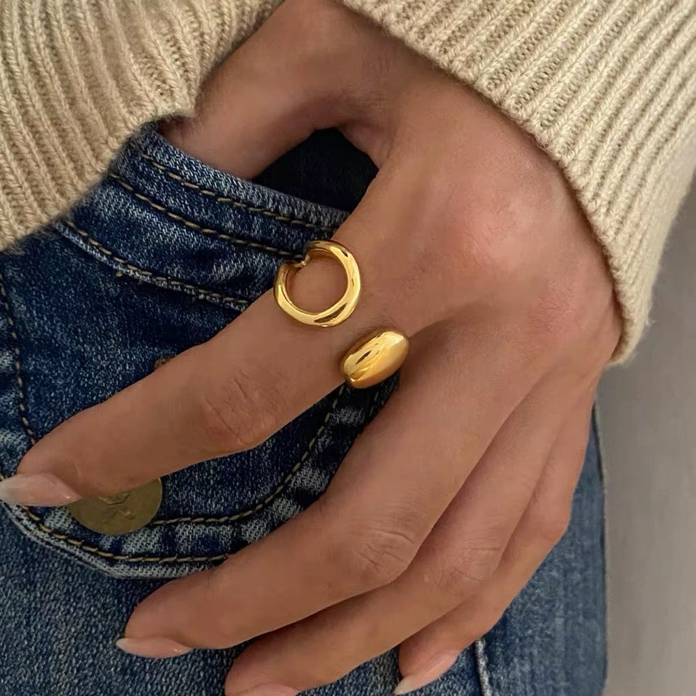 18K Gold Plated Adjustable Chunky Ring